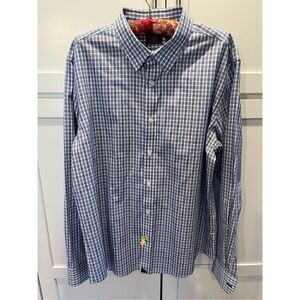 UNTUCKit Men’s Winkle Free Plaid Button Down Shirt Blue White Black